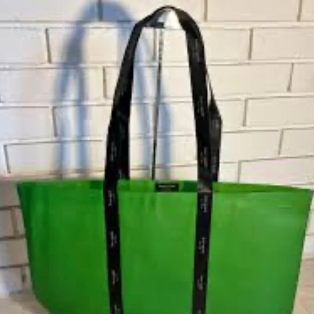 Kate Spade New York Dark Green Black Foldable Re-Usable Tote Bag